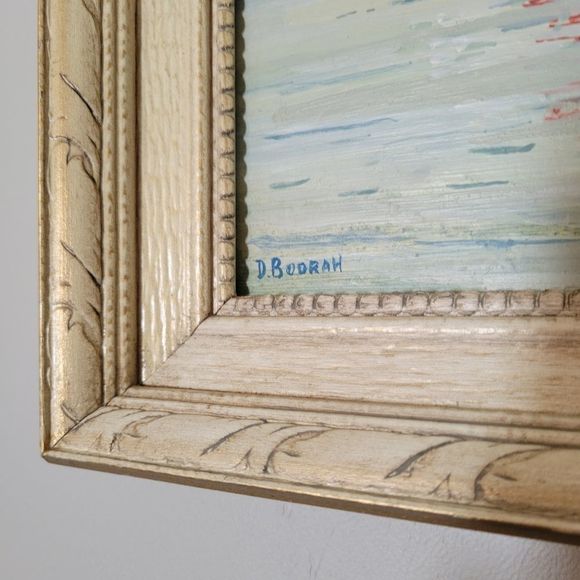 Original Seascape Oil Painting by D.Bodrah Sailing the Waters Vtg Art Wood Frame - Picture 3 of 13